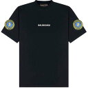 BALENCIAGA バレンシアガ 半袖Tシャツ メンズ ブランドロゴ ユニセックス BBロゴ エンブレム オーバーサイズ コットン ブラック 831305 T...