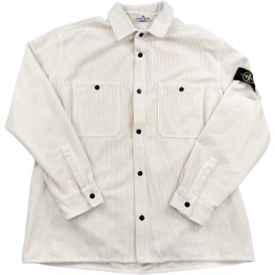 樂天商城 - STONE ISLAND ストーンアイランド 長袖シャツ メンズ ブランドロゴ コンパス 胸ポケット ガーメントダイ スナップボタン アイボリー K2S151200012 S0212 V0093 (R95700) BJ522 新作 【送料無料】