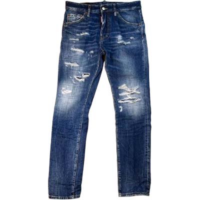 樂天商城 - DSQUARED2 ディースクエアード ジーンズ メンズ Teddy Jean ダメージ加工 ロゴタグ ロゴパッチ コットン100% ブルー S74LB1854D30011470 (R158400) COLOG621 新作 【送料無料】