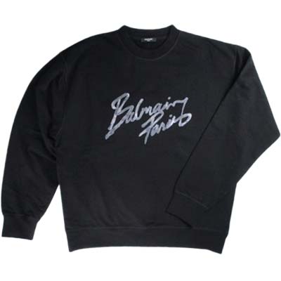 樂天商城 - BALMAIN バルマン スウェット メンズ トレーナー ロゴプリント クルーネック リブ編み コットン100% ブラック GH1JQ130BD41 EQV (R123200) COLOG621 新作 【送料無料】