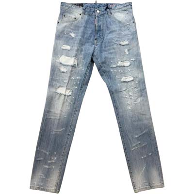 樂天商城 - DSQUARED2 ディースクエアード ジーンズ メンズ Teddy Jean デニム ダメージ加工 レインボー刺繍 ロゴパッチ コットン100% ブルー S74LB1882D30011470 (R204600) COLOG621 新作 【送料無料】
