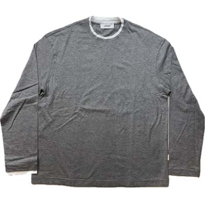 乐天商城 - LARDINI ラルディーニ 長袖Tシャツ メンズ ロンT ロゴタグ レイヤードデザイン クルーネック コットン100% グレー PALTML41 PA66053 910BC (R49500) COLOG621 新作 【送料無料】