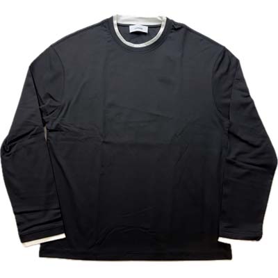 樂天商城 - LARDINI ラルディーニ 長袖Tシャツ メンズ ロンT ロゴタグ レイヤードデザイン クルーネック コットン100% ブラック PALTML41 PA66053 999BC (R49500) COLOG621 新作 【送料無料】