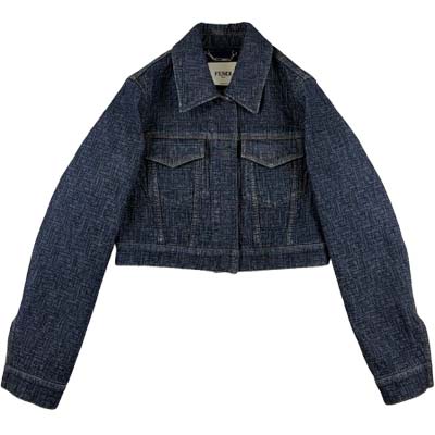 樂天商城 - FENDI フェンディ デニムジャケット レディース FFモノグラム ショート丈 フラップポケット 比翼仕立て レザーロゴパッチ ブルー FLF834AW82F1UKI (R349800) MENGO621 新作 【送料無料】