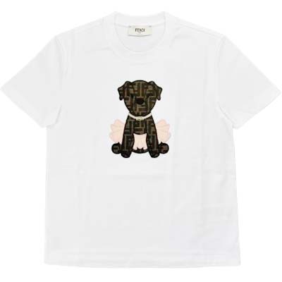 樂天商城 - FENDI フェンディ 半袖Tシャツ レディース Fendi Itinaパッチ FFモノグラム ドッグモチーフ クルーネック コットン100% ホワイト FS7254AW94F08QQ (R154000) MENGO621 新作 【送料無料】
