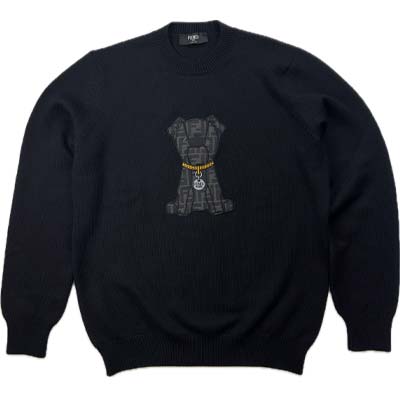 樂天商城 - FENDI フェンディ セーター メンズ ニット FFモノグラム ドッグモチーフ ウール100% クルーネック ブラック FZX091AW08F0QA1 (R217800) MENGO621 新作 【送料無料】
