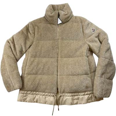 MONCLER モンクレール ダウンジャケット レディース CEDRE 異素材切替 テディフリース ロゴワッペン スタンドネック ショート丈 ベージュ L10931A0006789AOF22C (R317900) GROP621 新作 【送料無料】