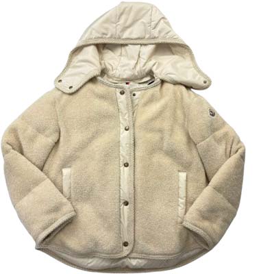 MONCLER モンクレール ダウンジャケット アウター レディース CIBOULETTE ロゴワッペン テディフリース フード取り外し可 ショートダウン ホワイトアイボリー L10931A0006989AOF050 (R363000) GROP621 新作 【送料無料】