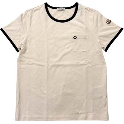 樂天商城 - MONCLER モンクレール 半袖Tシャツ レディース ロゴワッペン 刺繍ロゴ 左胸ポケット コットン ホワイト アイボリー L10938C0001989AUOF07 (R64900) GROP621 新作 【送料無料】
