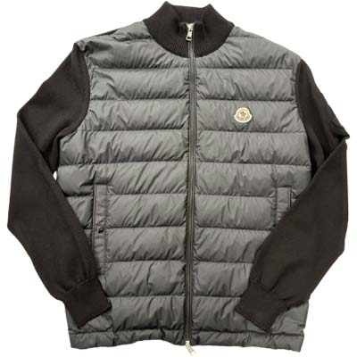 MONCLER モンクレール カーディガン メンズ ダウン切替 ハイネック ロゴワッペン ジップアップ ブラック L10919B00020M1115999 (R179300) GROP621 新作 【送料無料】