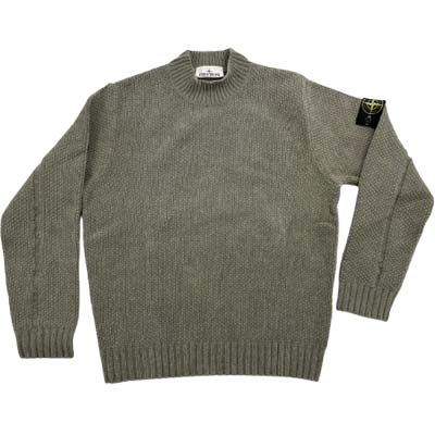 Rakuten - STONE ISLAND ストーンアイランド セーター ニット メンズ 左腕コンパスロゴパッチ 袖口ネック裾リブ編みモックネック 綿100% セージグリーン L1S155100005S00N8V0055 (R108900) BJ621 新作 【送料無料】