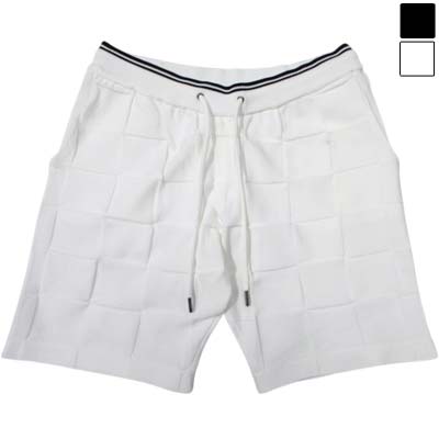 乐天商城 - 1PIU1UGUALE3 RELAX ウノピゥウノウグァーレトレ ハーフパンツ メンズ ブロックニット 折り鶴刺繍ロゴ ラインウエスト ショーツ ホワイト/ブラック USK-26011 SN10/SN90 (R13970) 621 新作 【送料無料】