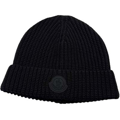 樂天商城 - MONCLER モンクレール ニット帽 メンズ レディース 帽子 ロゴワッペン コットン ニットキャップ ブラック L10913B00029M1367999 (R59400) BJ621 新作 【送料無料】