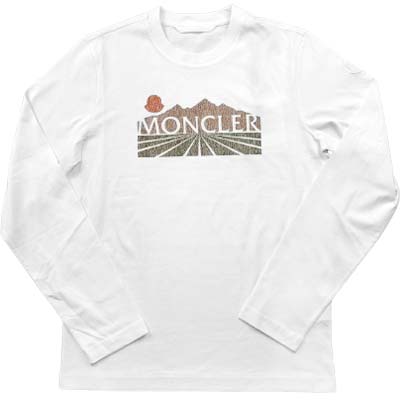 Rakuten - MONCLER モンクレール 長袖Tシャツ メンズ ロンT マウンテンプリント ロゴワッペン コットン100% ホワイト L10918D0001089B8U00A (R73700) BJ621 新作 【送料無料】