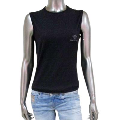 VERSACE JEANS COUTURE ヴェルサーチジーンズクチュール レディース ノースリーブTシャツ メデューサ ブランドロゴ ブラック FV6740 11441 900 (R9800) 74 新作 
