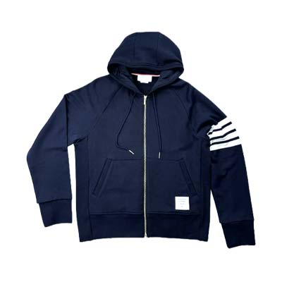 Rakuten - THOM BROWNE トムブラウン パーカー メンズ フーディ 4BAR ジップアップ トリコロールタブ ネイビー MJT022L-00535-461 (R176000) COLOG621 新作 【送料無料】