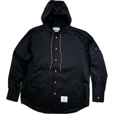 Rakuten - THOM BROWNE トムブラウン フーデッドシャツ メンズ ボタンシャツ アームバンド トリコロール ブラック MWL432O-F1066-001 (R183700) COLOG621 新作 【送料無料】