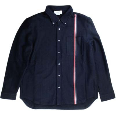 乐天商城 - THOM BROWNE トムブラウン シャツジャケット メンズ トリコロールライン ダブルフェイスニット RWB ネイビー MJT497A-J0139-415 (R184800) COLOG621 新作 【送料無料】