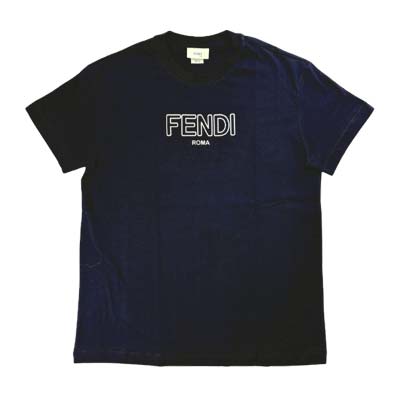 樂天商城 - FENDI フェンディ Tシャツ キッズ 半袖 ユニセックス エンボスロゴプリント ダークネイビー ダークブルー JUI2027AJF0QG0 12A/12PLUS (R45000) MENGO621 新作 【送料無料】