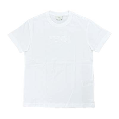 乐天商城 - FENDI フェンディ Tシャツ キッズ 半袖 ユニセックス エンボスロゴプリント ホワイト JUI2027AJF0TU9 12A/12PLUS (R45000) MENGO621 新作 【送料無料】