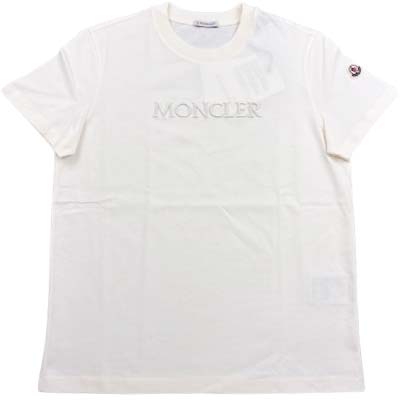 Plain - MONCLER モンクレール 半袖Tシャツ レディース ロゴワッペン 刺繍ロゴ クルーネック ホワイトアイボリー L10938C0002189AUO037 (R58300) GROP621 新作 【送料無料】