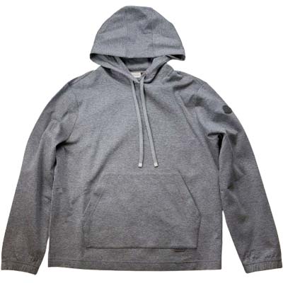 【未使用に近い】MONCLER フーディー グレー×ホワイト ロゴパッチ 美品 中古・古着通販】MONCLER (モンクレール) ロゴプルオーバーパーカー