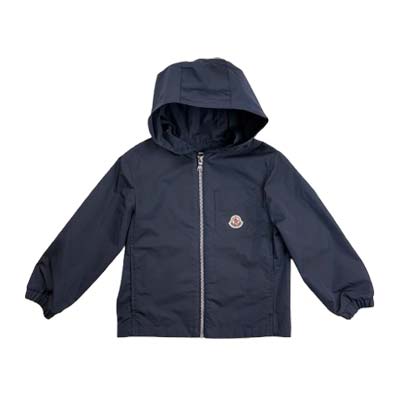 乐天商城 - MONCLER モンクレール シャツジャケット キッズ ロゴパッチ フーデッド ジップアップ ダークネイビー L19542F00003598B8778 4Y/6Y (R88000) RITZ621 新作 【送料無料】