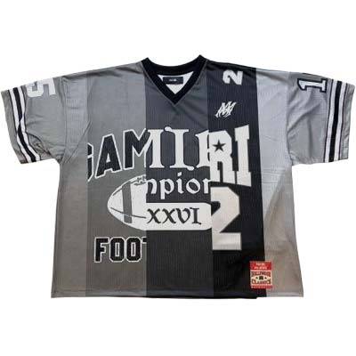 Rakuten - AMIRI アミリ メッシュTシャツ メンズ 半袖 MAロゴ スプライス Vネック オーバーサイズ ブラック AMTOJR1011-001 (R78400) MENGO621 新作 【送料無料】