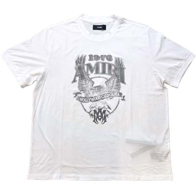 Rakuten - AMIRI アミリ Tシャツ メンズ 半袖 EAGLEプリント MAロゴ ダメージ加工 ホワイト AMTOJR1025-100 (R72000) MENGO621 新作 【送料無料】