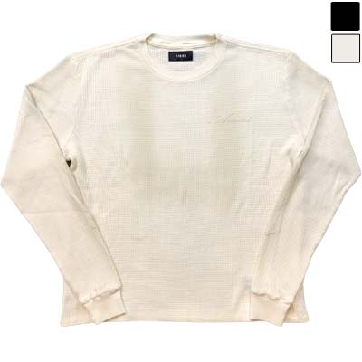 Rakuten - AMIRI アミリ ロンT メンズ 長袖Tシャツ BONES刺繍 ボーンモチーフ ワッフルコットン アイボリー/ブラック AMTOJR1032 (R110300) MENGO621 新作 【送料無料】