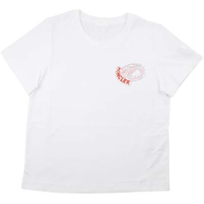 Rakuten - MONCLER モンクレール 半袖Tシャツ レディース ロゴT グラフィックロゴ ロゴワッペン クルーネック ホワイト L10938C0001189B8U00A (R62700) BJ621 新作 【送料無料】