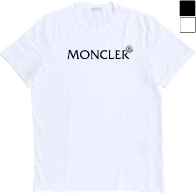 Rakuten - MONCLER モンクレール Tシャツ メンズ 半袖 フロントロゴ ロゴワッペン リブネック ホワイト/ブラック L10918C000678390T (R60500) BJ621 新作 【送料無料】