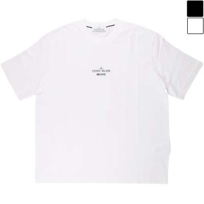 Rakuten - STONE ISLAND ストーンアイランド 半袖Tシャツ メンズ ロゴT ARCHIVIO バックプリント コンパスロゴ ガーメントダイ ホワイト/ブラック L1S152100023S0091 (R41800) BJ621 新作 【送料無料】