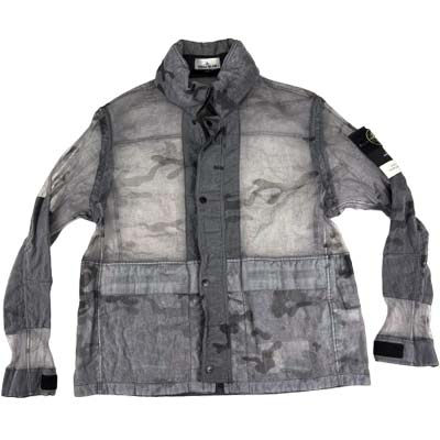 乐天商城 - STONE ISLAND ストーンアイランド ナイロンジャケット メンズ 迷彩 シースルー カモフラージュ フード収納 コンパスロゴパッチ グレー ブルーグレー L1S154100115-S00E8-V002D (R286000) BJ621 新作 【送料無料】