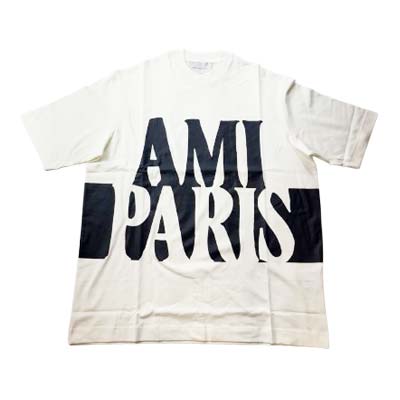 Rakuten - AMI PARIS アミ パリス Tシャツ メンズ 半袖 ユニセックス ビッグロゴ Ami de Coeur バイカラー オフホワイト UTS381.726.136 (R51700) MENGO621 新作 【送料無料】