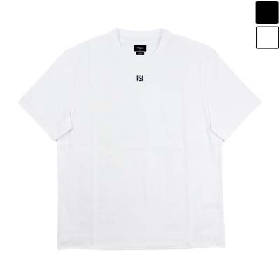 樂天商城 - FENDI フェンディ Tシャツ メンズ 半袖 FFロゴ刺繍 コットン ホワイト/ブラック FY0936AY0HF0QA0/FY0936AY0HF0QA1 (R107800/R111100) GB621 新作 【送料無料】