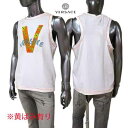 [訳アリ】ヴェルサーチ VERSACE メンズ トップス Tシャツ ノースリーブ タンクトップ ロゴ 正面ロゴ/デザイン付きタンクトップ・首/肩オレンジラインミシン加工付きノースリーブ・黄ばみ有 D42 JL77 02 (R18800) 5S 【送料無料】 【smtb-TK】