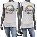 【訳あり 黄ばみ/剥がれ有】ドルチェ&ガッバーナ DOLCE&GABBANA ドルガバ レディース Tシャツ ノースリーブ タンクトップ D&Gラメロゴプリント...