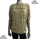 ジョンガリアーノ JOHN GALLIANO レディース トップス Tシャツ 半袖 カットソー ロゴ ガゼッタ柄プリント付カットソー ブラウン T41 H873 5320S 12A (R25800)【送料無料】【smtb-TK】