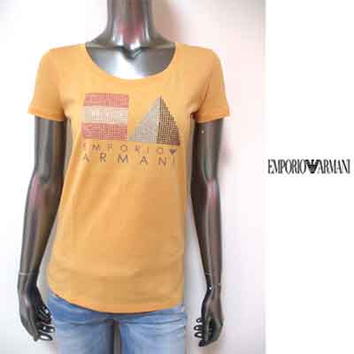 エンポリオアルマーニ EMPORIO ARMANI レディース トップス 半袖 Tシャツ ラインストーンデザイン・ロゴ入りカットソー オレンジ 色違い(ホワイト)あり N2T09J N2K6J 215 14S (R26250) 【送料無料】【smtb-TK】