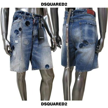 ディースクエアード DSQUARED2 メンズ パンツ ボトムス ハーフパンツ ウォッシュド/ダメージ加工・水玉柄ハーフデニムパンツ ブルー S71MU0389 S30309 470 15S (R72360)【送料無料】【smtb-TK】