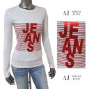 アルマーニジーンズ ARMANI JEANS レディース トップス ロンT 長袖 ロゴ ボーダーライン/JEANSロゴプリント付ロングTシャツ 6X5T41 5JPXZ 0191 61A (R14040) 【送料無料】【smtb-TK】