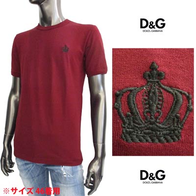 ドルチェ＆ガッバーナ DOLCE&GABBANA ドルガバ メンズ トップス Tシャツ 半袖 ロゴ クラウンロゴ刺繍付Tシャツ レッド G8FV4T G7HCH R0369 61A (R36720)【送料無料】【smtb-TK】