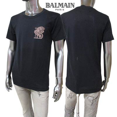 樂天商城 - バルマン BALMAIN メンズ トップス Tシャツ 半袖 ロゴ ライオン・Bロゴ刺繍入りTシャツ ブラック 色違い(ホワイト)あり S7H8601 1003B 176 81S (R73200) 【送料無料】【smtb-TK】
