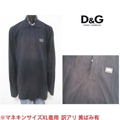 ドルチェ＆ガッバーナ(DOLCE&GABBANA) メンズ トップス Tシャツ ロングTシャツ ポロシャツ ※訳あり色褪せあり フロント部分 ロゴ刻印有 ボタン ロゴ有 シンプルデザイン ブラック G8V09T G7MU8 BK (30400) 13S 【送料無料】 【smtb-TK】