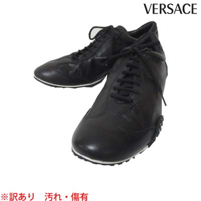 乐天商城 - 【訳あり 生地剥げ有】ヴェルサーチ(VERSACE) メンズ 靴 スニーカー シンプルデザイン かかと部分 ロゴ有 ブラック QT0A04 80803 900 (R48800) 7A 【送料無料】 【smtb-TK】