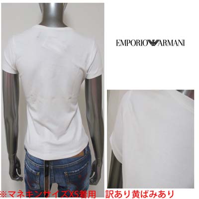 【訳あり黄ばみ汚れ有 】エンポリオアルマーニ(EMPORIO ARMANI) レディース トップス Tシャツ ※黄ばみ汚れ有 フロント テニス ロゴ有 袖 テニスボールあり スポーティー ホワイト 283041 8S210 00010 (R15900) 8S 【送料無料】 【smtb-TK】