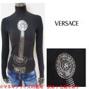 ヴェルサーチ (VERSACE) レディース トップス ハイネック 長袖 ロングTシャツ ※色褪せあり 電波塔 デザイン トップ 部分 ロゴマークあり ブラック IV6707 29206 900 (R27800) A4 【送料無料】 【smtb-TK】(4)
