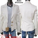 【訳あり 汚れ有】ジョンガリアーノ JOHN GALLIANO レディース ジャケット アウター 裏地ゴシップ記事/ロゴ入りテーラドジャケット ホワイト SIG 082 UR7520 66359 002 (R98000) 【送料無料】【smtb-tk】 IT10S