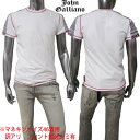 【訳あり 黄ばみ有】ジョンガリアーノ JOHN GALLIANO メンズ Tシャツ 半袖 トップス 袖部分ゴシップ記事プリント入りTシャツ ホワイト 色違い(ブラック) T41 H083 1122 (R14800) 【送料無料】【smtb-tk】 SF11S